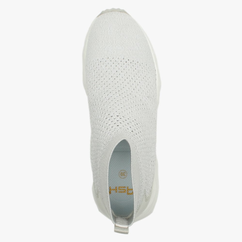 Sound White Marble Knitted High Top Trainers
