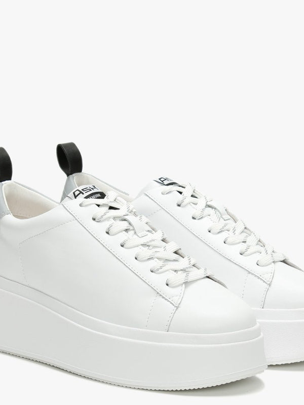 Moon White & Silver Leather Platform Trainers
