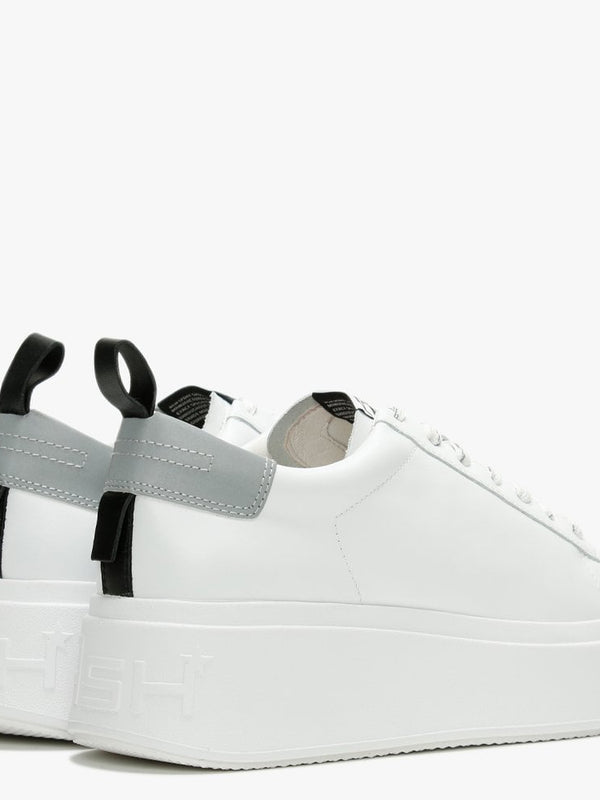 Moon White & Silver Leather Platform Trainers
