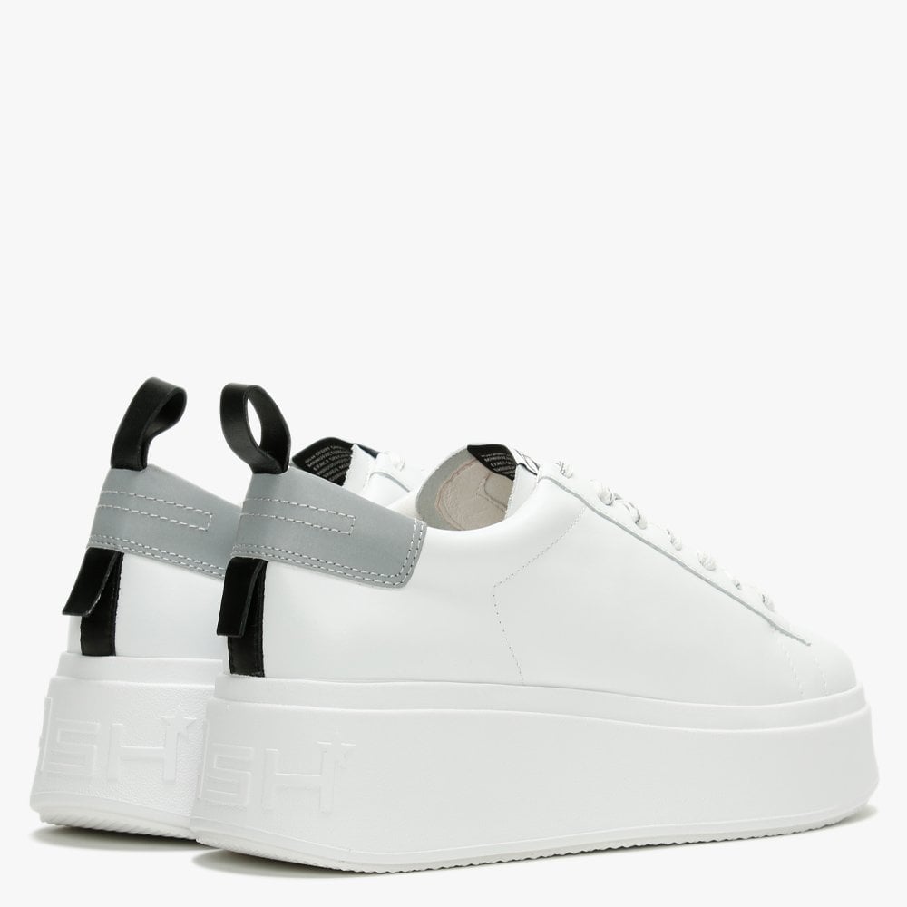 Moon White & Silver Leather Platform Trainers