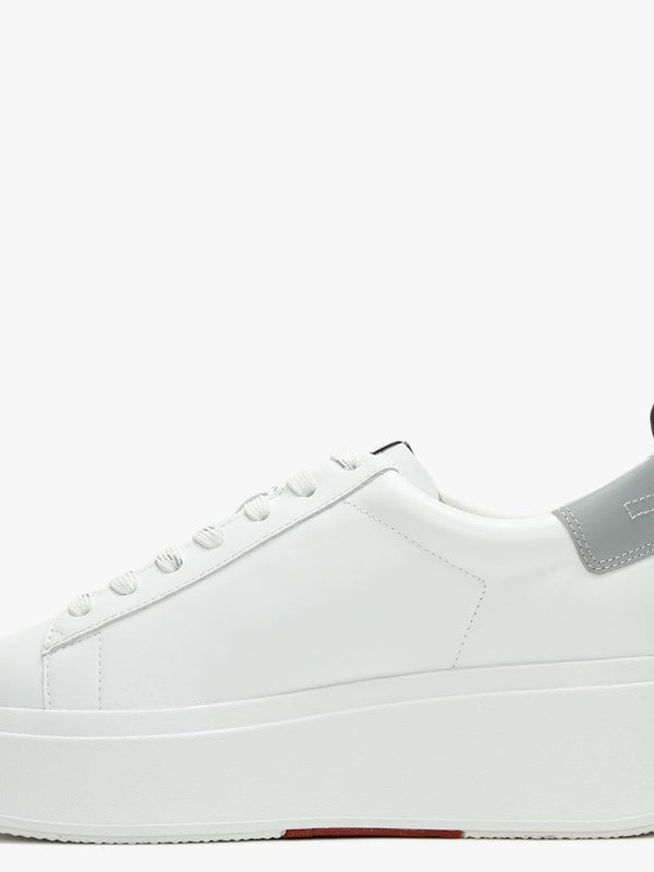 Moon White & Silver Leather Platform Trainers