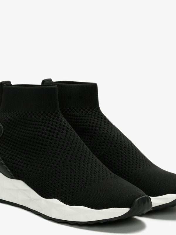 Sound Black Knitted High Top Trainers