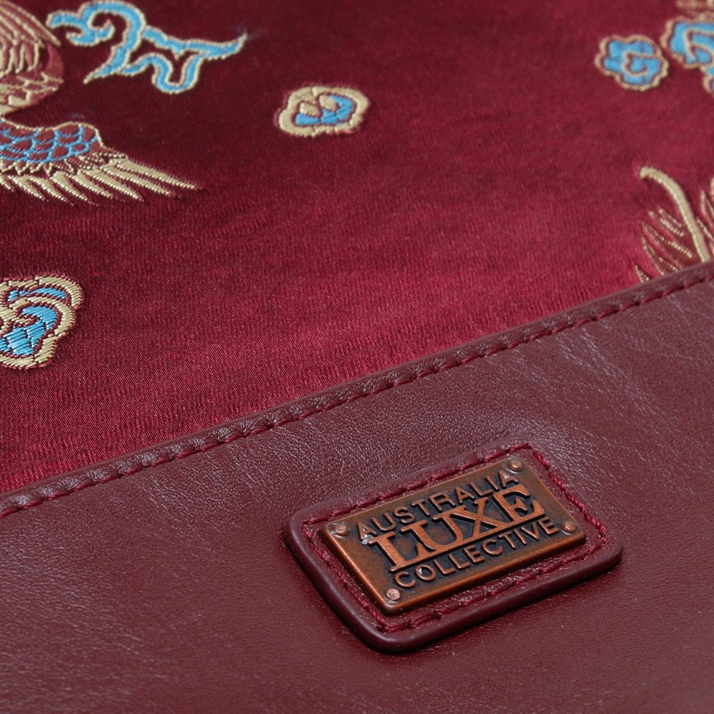 Brooklyn Burgundy Satin Embroidered Tote Bag