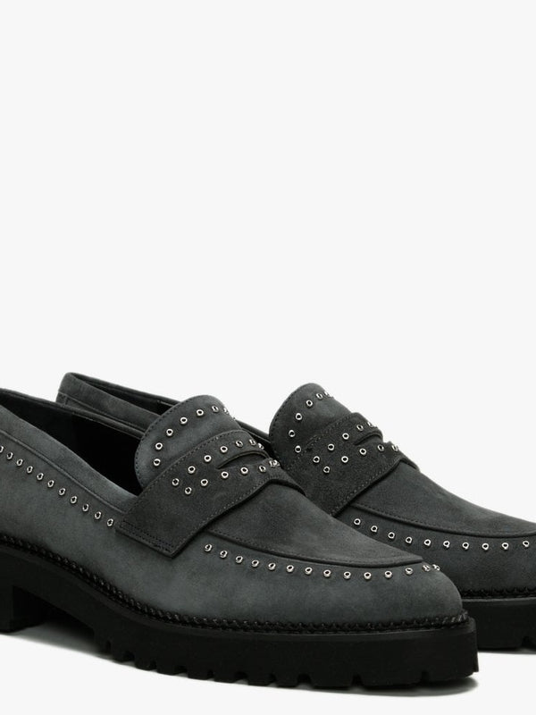 Emilia Grey Suede Loafers