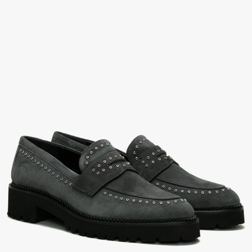 Emilia Grey Suede Loafers