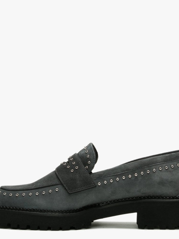 Emilia Grey Suede Loafers