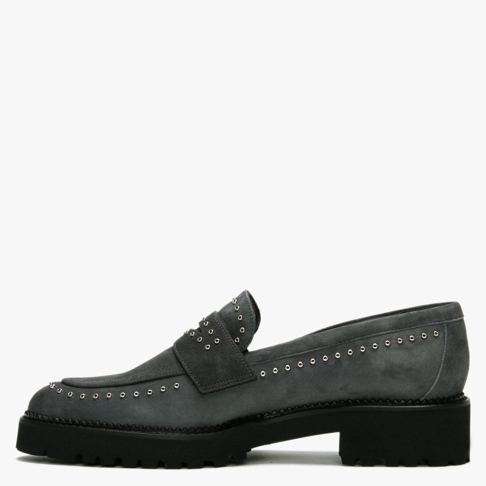 Emilia Grey Suede Loafers