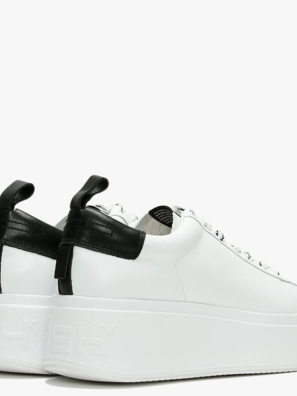 Moon White & Black Leather Platform Trainers