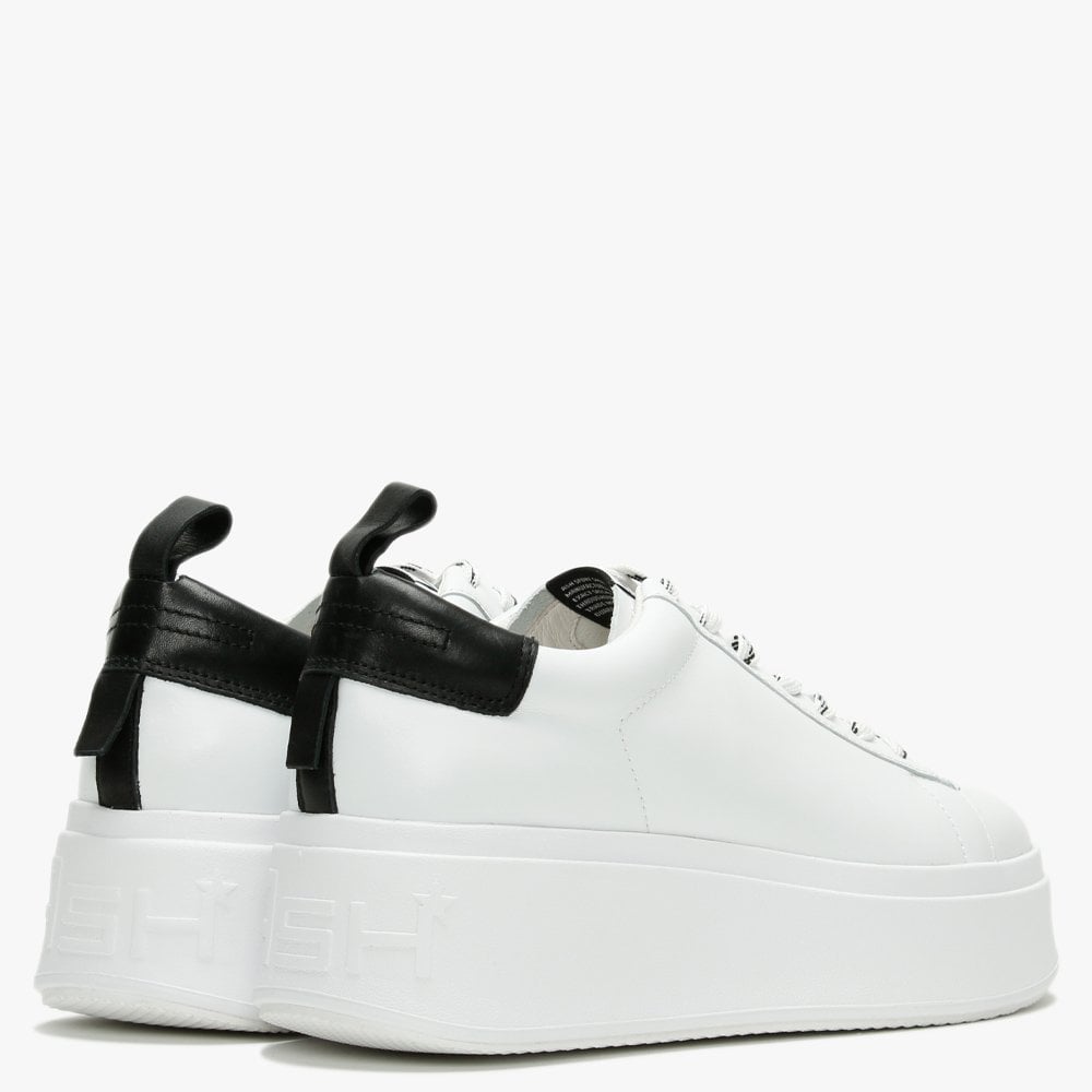 Moon White & Black Leather Platform Trainers