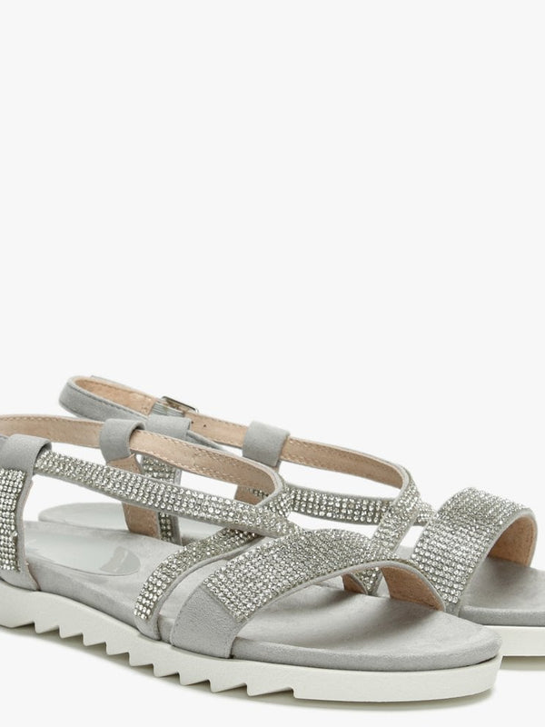 Narina Silver Metallic Embellished Sandals