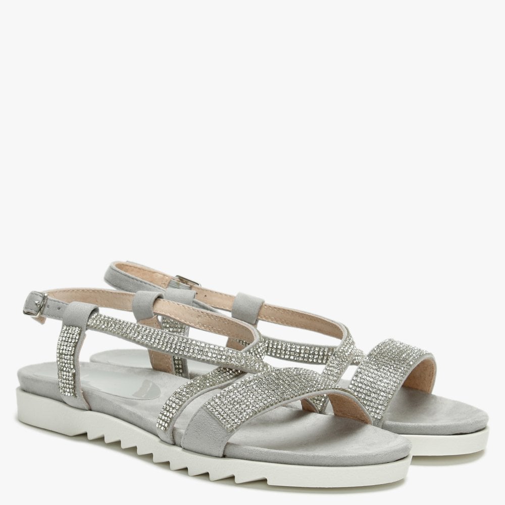 Narina Silver Metallic Embellished Sandals