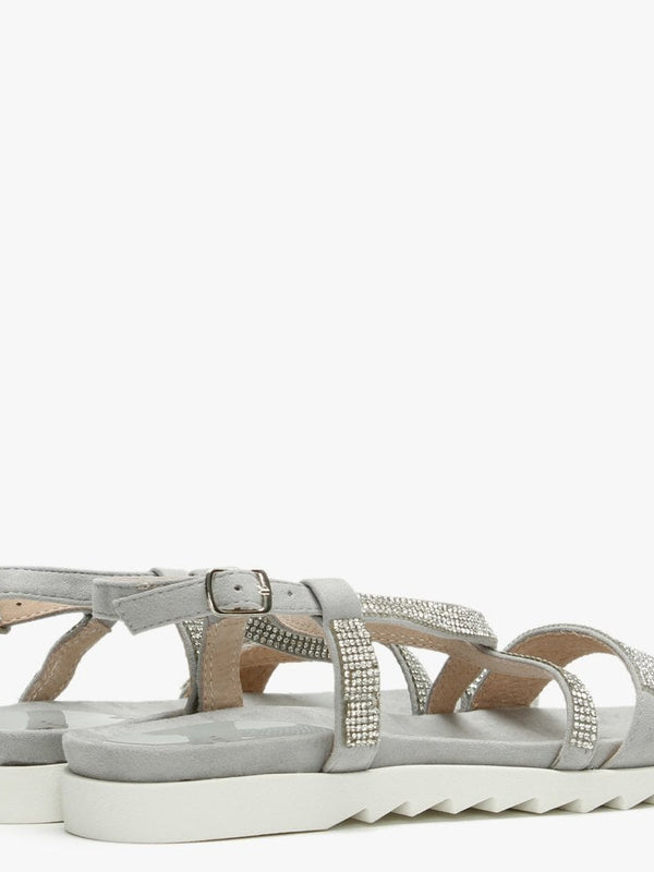 Narina Silver Metallic Embellished Sandals