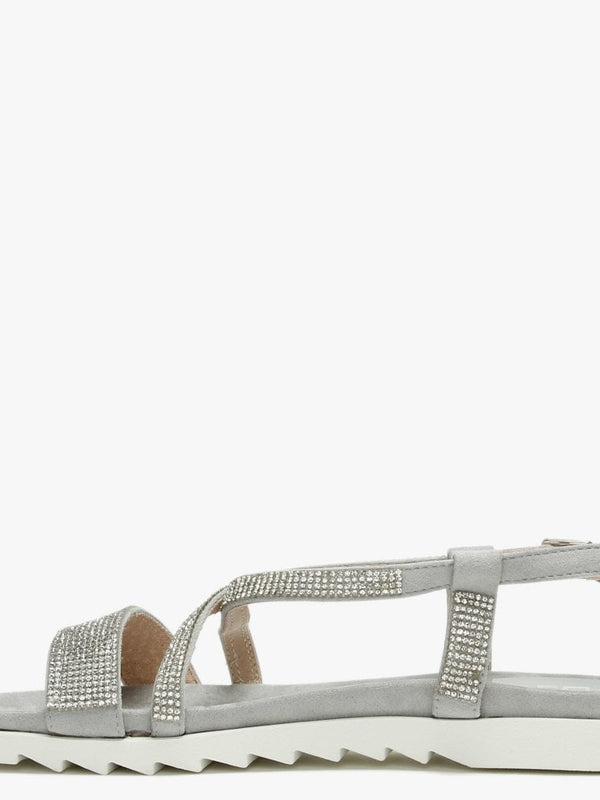 Narina Silver Metallic Embellished Sandals