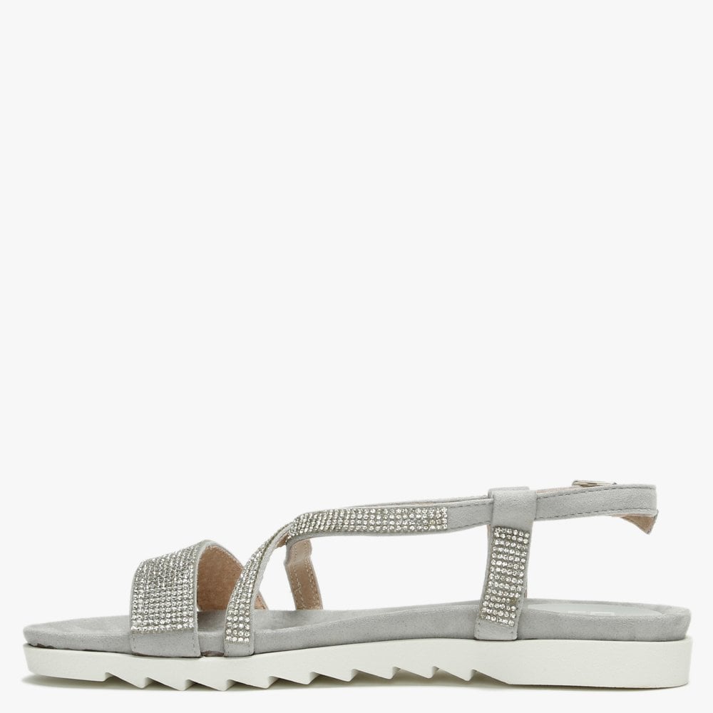 Narina Silver Metallic Embellished Sandals