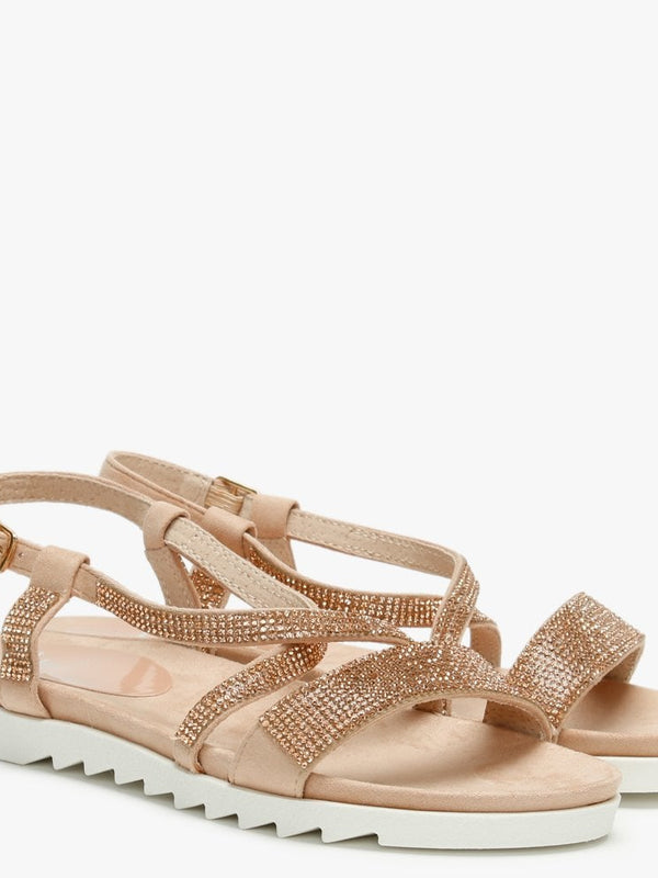 Narina Pink Metallic Embellished Sandals