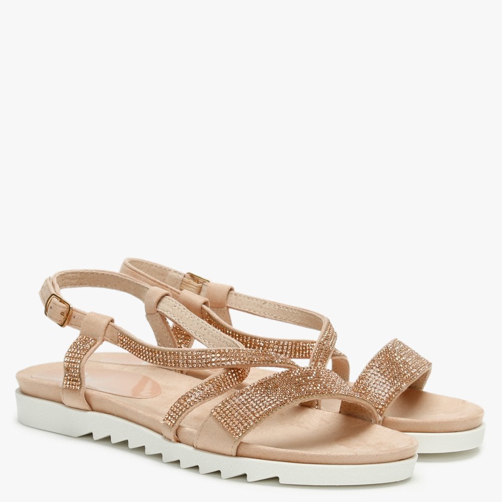 Narina Pink Metallic Embellished Sandals