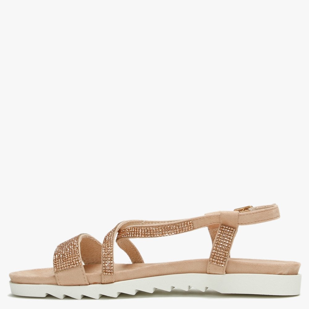Narina Pink Metallic Embellished Sandals