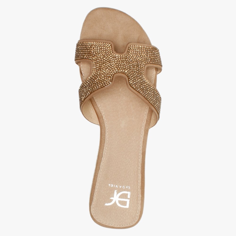 Ninia Gold Diamante Flat Mules
