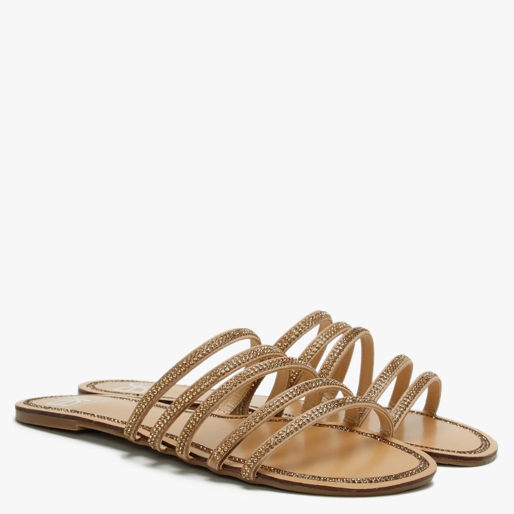 Hosk Gold Diamante Strap Mules
