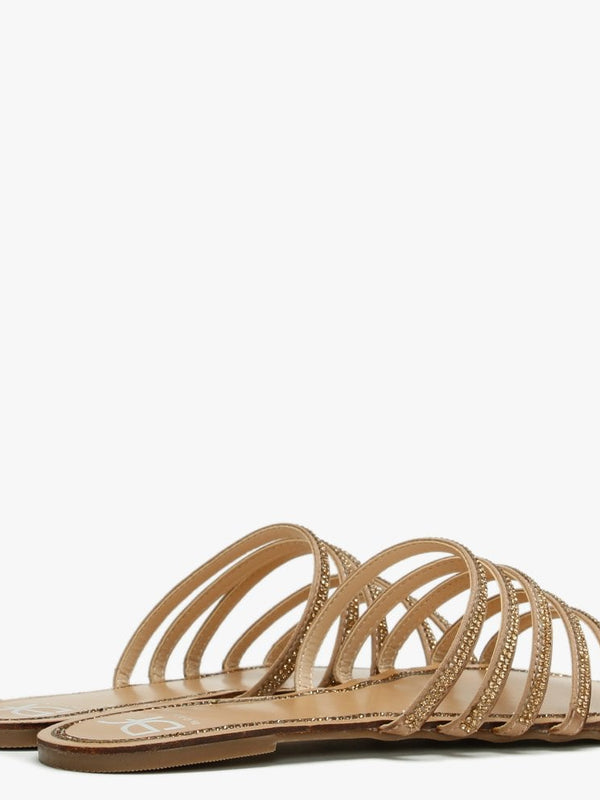 Hosk Gold Diamante Strap Mules