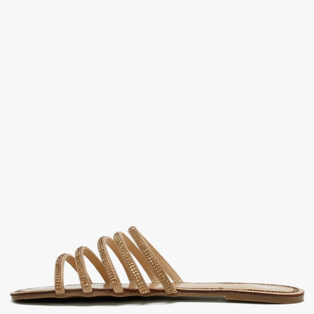 Hosk Gold Diamante Strap Mules