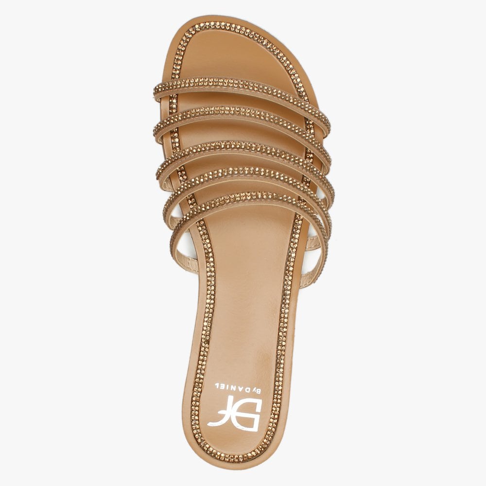 Hosk Gold Diamante Strap Mules
