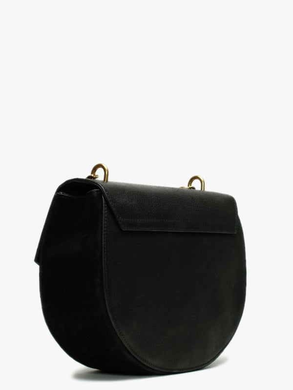 Vostok Chain Black Leather & Suede Satchel Bag