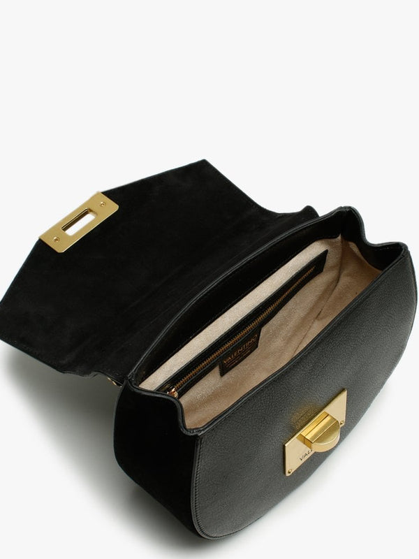 Vostok Chain Black Leather & Suede Satchel Bag