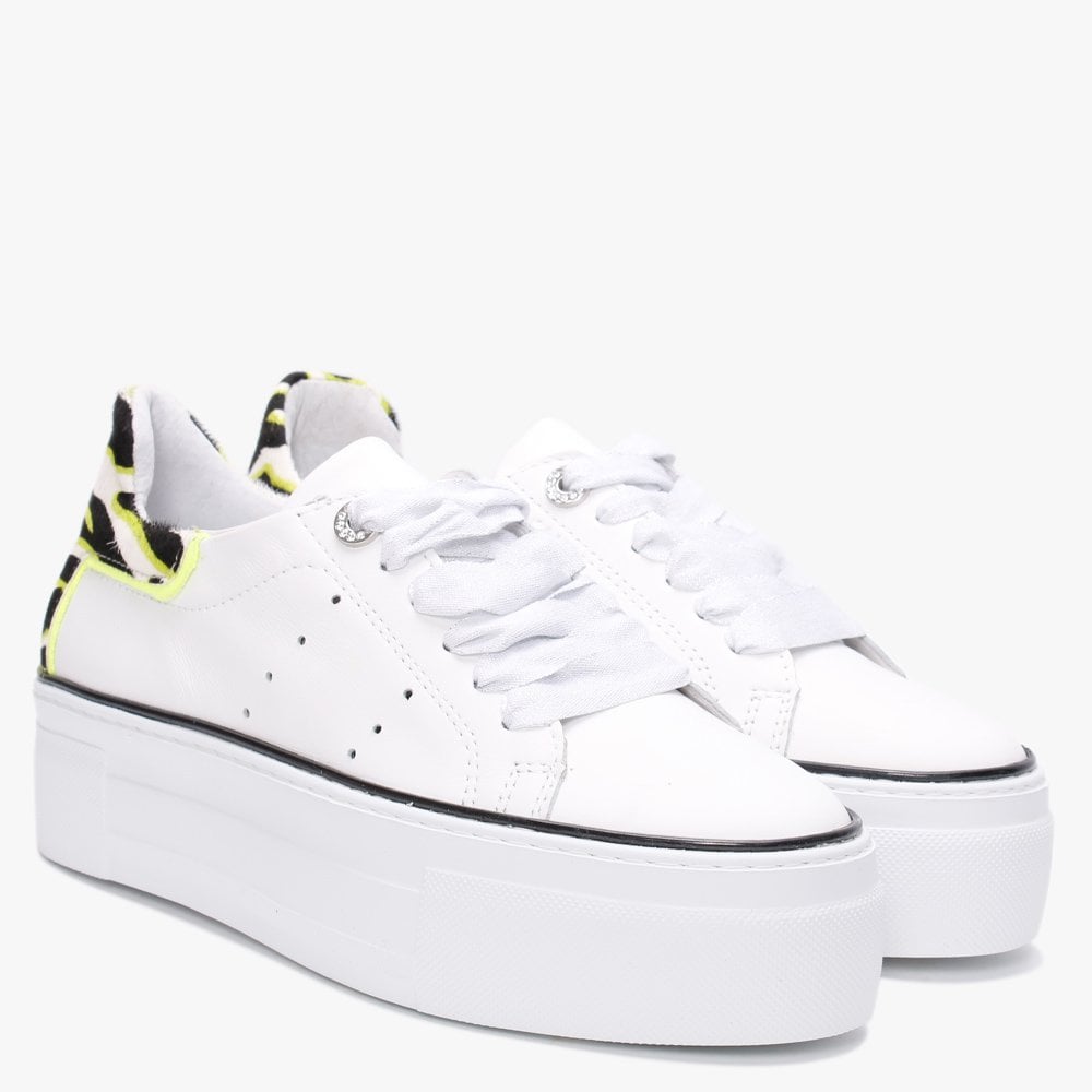 Tyburn White Leather Flatform Trainers