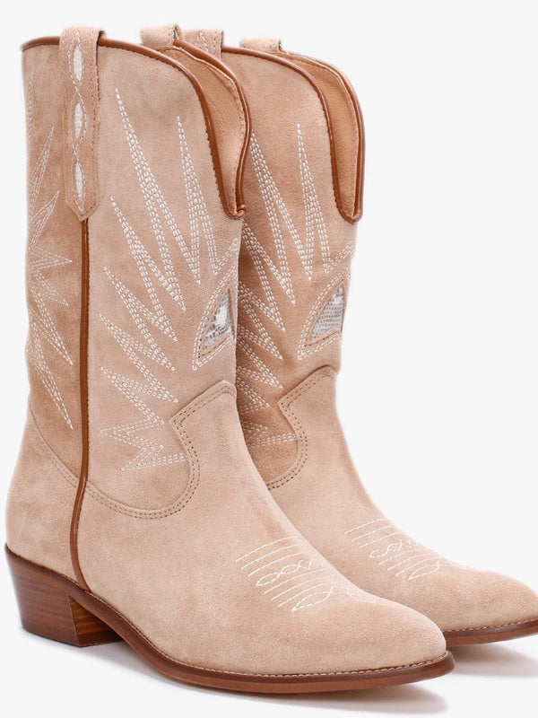 Kensal Beige Suede Cowboy Boots
