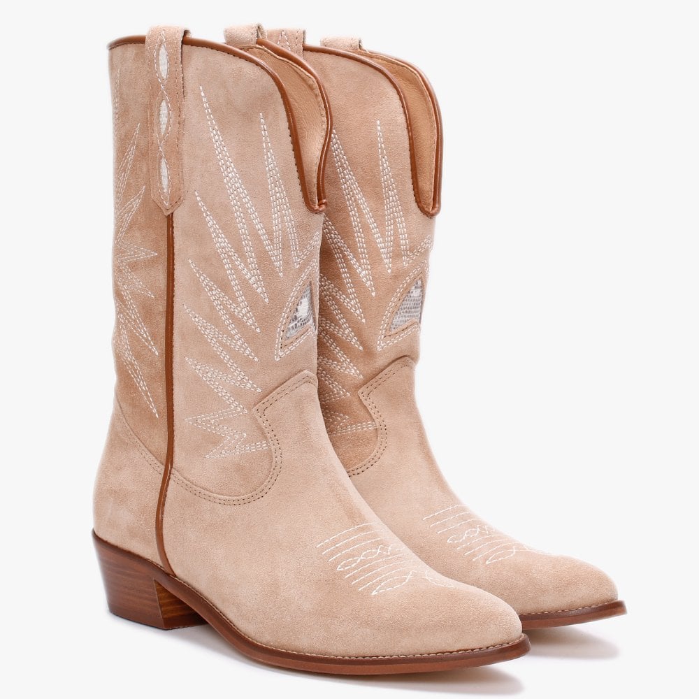 Kensal Beige Suede Cowboy Boots