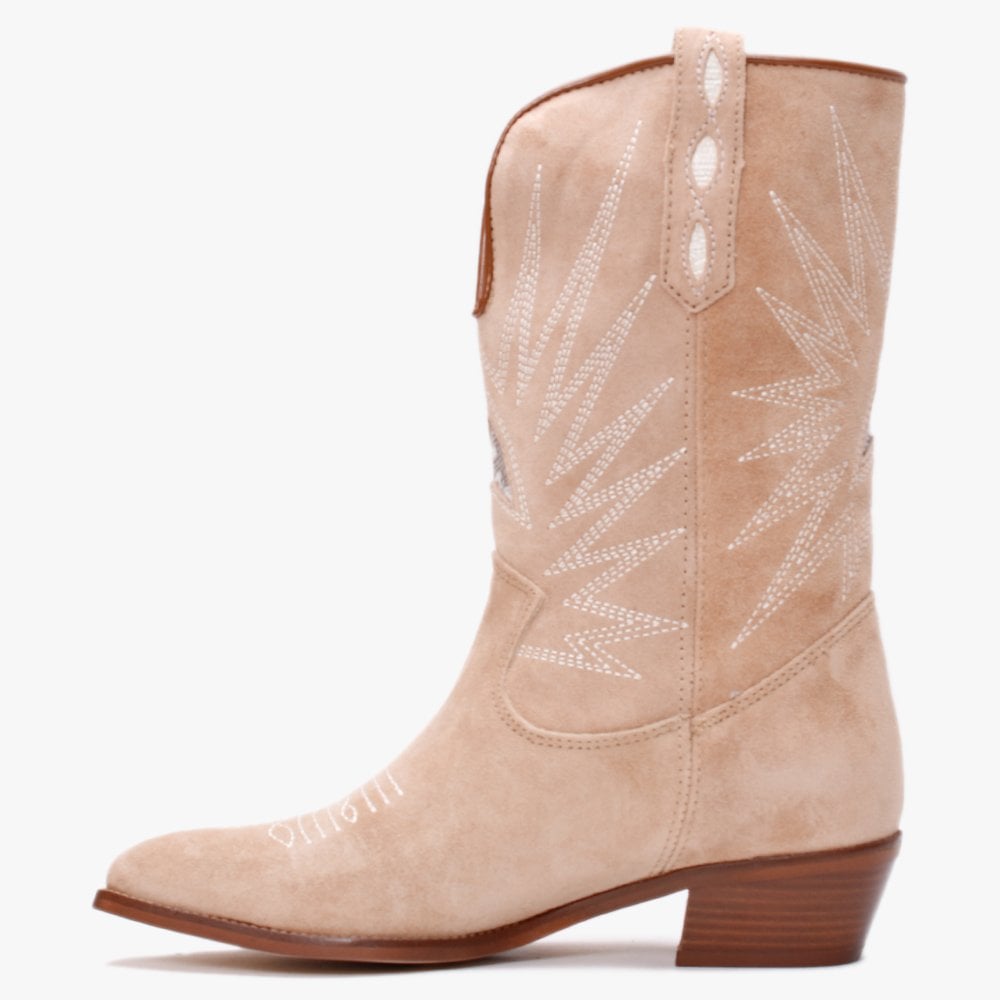 Kensal Beige Suede Cowboy Boots