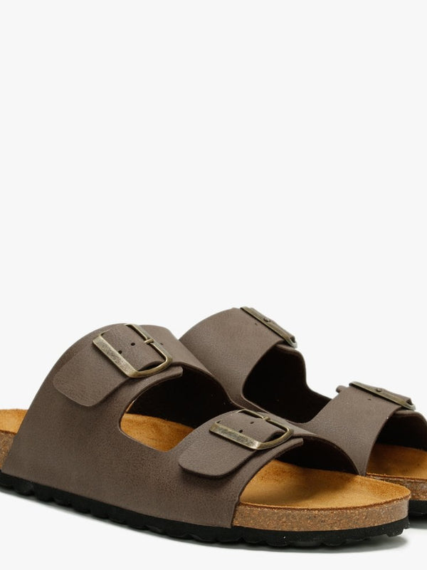 Mariz Brown Two Strap Sandals