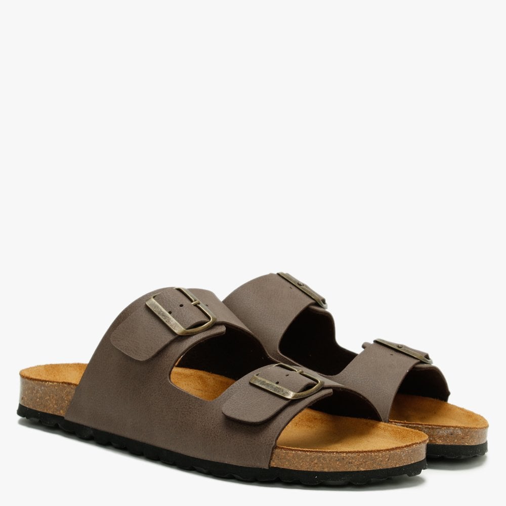 Mariz Brown Two Strap Sandals