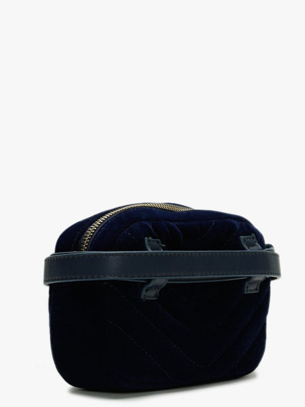 CarillonB Blue Velvet Quilted Belt Bag