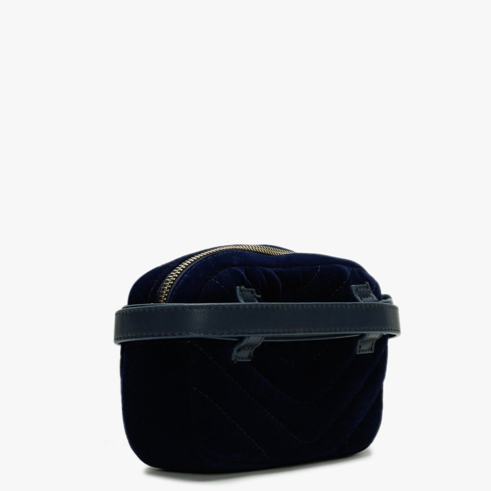 CarillonB Blue Velvet Quilted Belt Bag