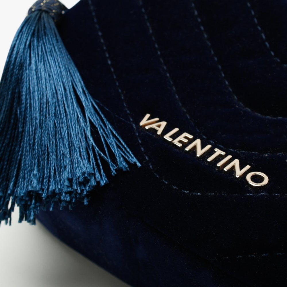 CarillonB Blue Velvet Quilted Belt Bag