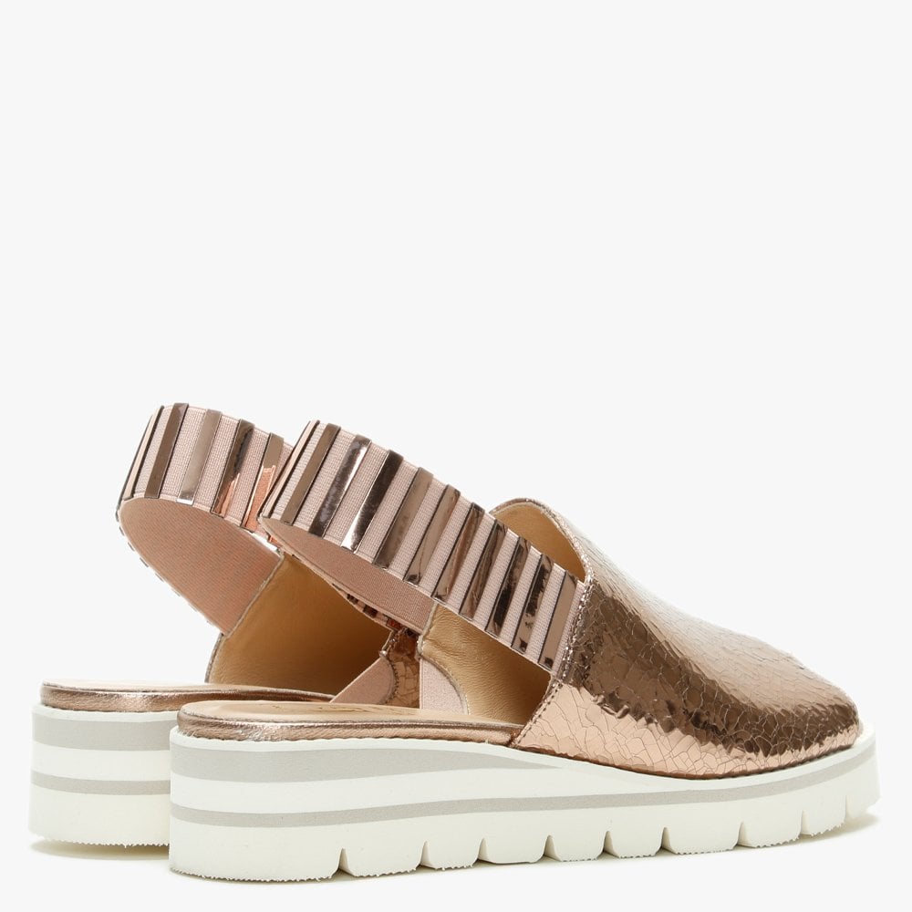 Itarsi Rose Gold Leather Striped Sling Back Sandals