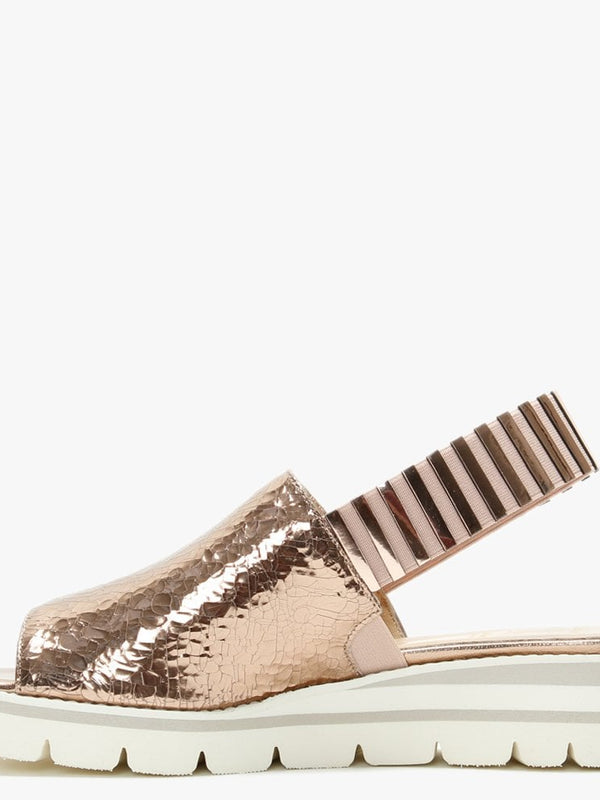 Itarsi Rose Gold Leather Striped Sling Back Sandals