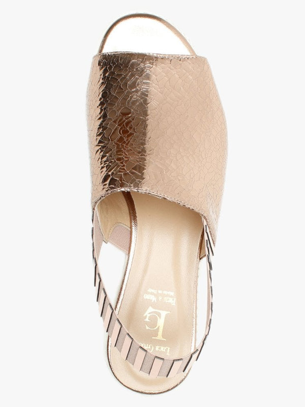 Itarsi Rose Gold Leather Striped Sling Back Sandals