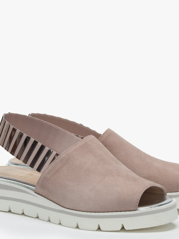 Itarsi Nude Suede Striped Sling Back Sandals
