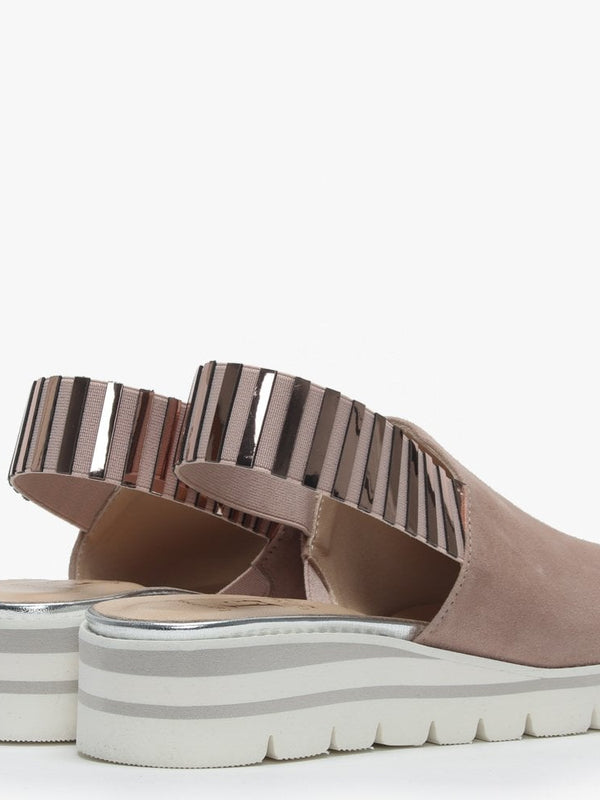 Itarsi Nude Suede Striped Sling Back Sandals