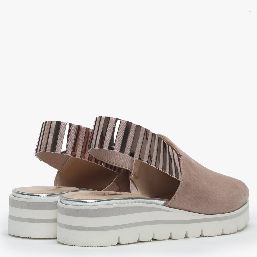 Itarsi Nude Suede Striped Sling Back Sandals
