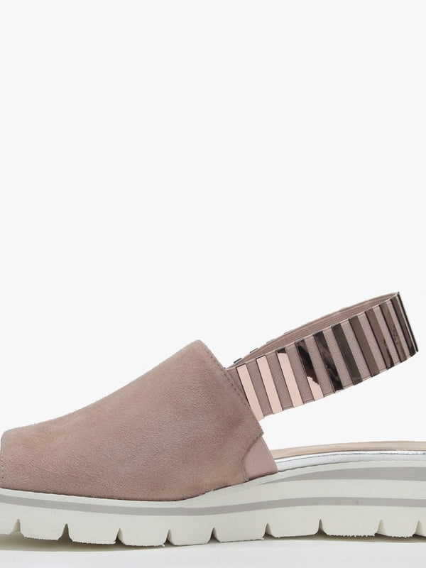 Itarsi Nude Suede Striped Sling Back Sandals