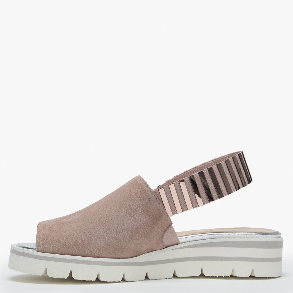 Itarsi Nude Suede Striped Sling Back Sandals