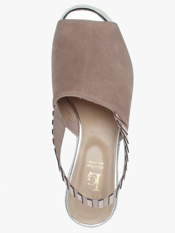 Itarsi Nude Suede Striped Sling Back Sandals