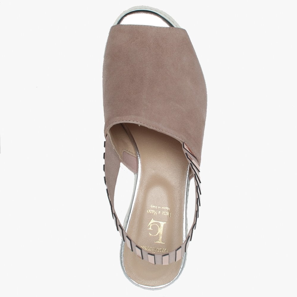 Itarsi Nude Suede Striped Sling Back Sandals