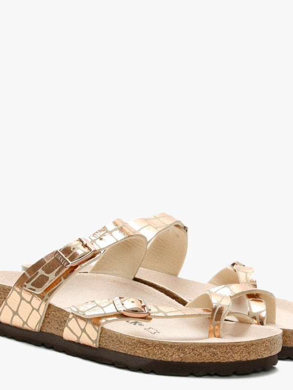 Mayari Gator Gleam Copper Thong Sandals