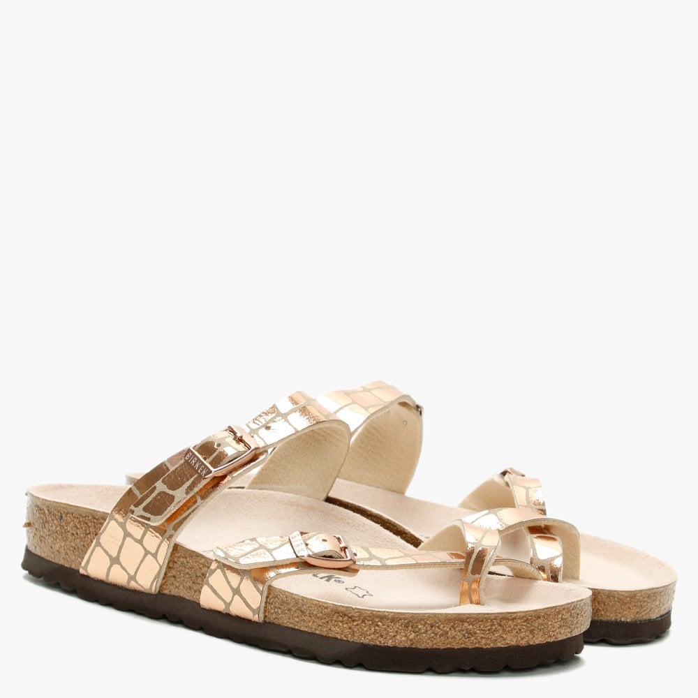 Mayari Gator Gleam Copper Thong Sandals