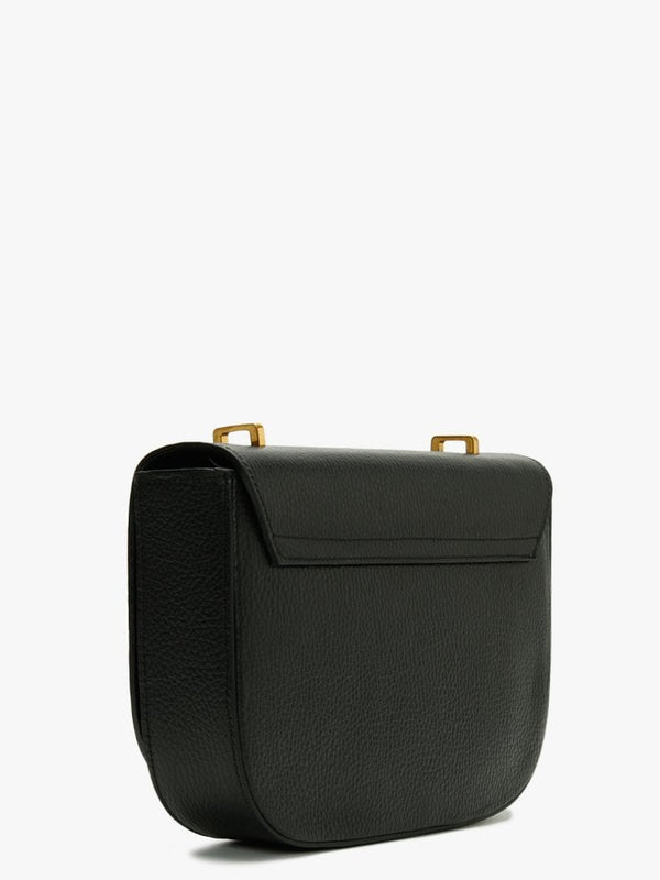 Malawi Black Grainy Leather Satchel Bag